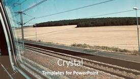  Presentation with train - Audience pleasing presentation design consisting of view-on-the-french-countryside backdrop and a violet colored foreground