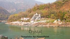  Presentation with india ganges - Beautiful PPT theme featuring view-on-the-holy-river backdrop and a coral colored foreground