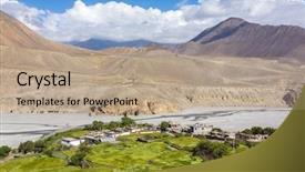  Presentation with nepal - Beautiful theme featuring view on the kagbeni village in the himalayas nepal annapurna cirkut trek backdrop and a coral colored foreground