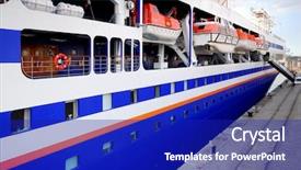  Presentation with ship boat and sea - Beautiful presentation theme featuring view on the life boats backdrop and a  colored foreground