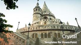  Presentation with budapest - PPT layouts having view on the old fishermen bastion in budapest background and a tawny brown colored foreground
