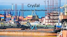  Presentation with seaport - Presentation design having view on trading seaport background and a light blue colored foreground