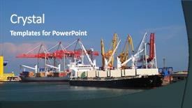  Presentation with seaport - Beautiful PPT theme featuring view on trading seaport backdrop and a teal colored foreground