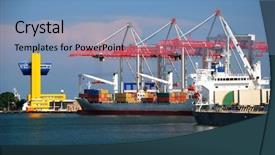  Presentation with seaport - PPT layouts featuring view on trading seaport background and a teal colored foreground
