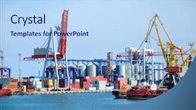  Presentation with trading - Audience pleasing presentation consisting of view on trading seaport backdrop and a sky blue colored foreground