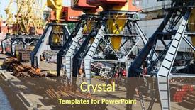  Presentation with seaport - Slide deck featuring view on trading seaport background and a tawny brown colored foreground