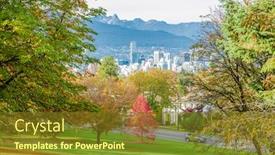  Presentation with fall mountains - Cool new presentation theme with view-on-vancouver-downtown backdrop and a tawny brown colored foreground