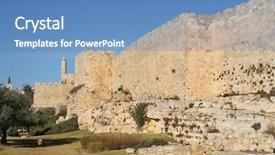  Presentation with jerusalem old city israel david - Theme enhanced with view on walls and david background and a teal colored foreground
