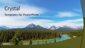  Presentation with rocky mountains - PPT theme with view over a river background and a light blue colored foreground