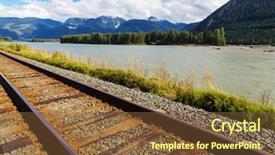  Presentation with rocky mountains - Audience pleasing presentation consisting of view over a river backdrop and a  colored foreground