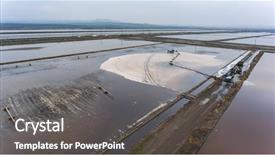  Presentation with view of the salt mine - Slide set consisting of view over a salt lake background and a dark gray colored foreground