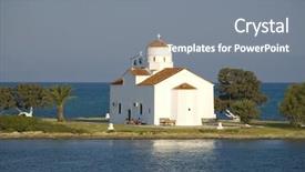  Presentation with european church - Colorful PPT layouts enhanced with view-over-antique-white-european backdrop and a gray colored foreground
