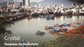  Presentation with towers - Colorful presentation theme enhanced with view over nha trang and river kai from po nagar cham towers vietnam backdrop and a gray colored foreground