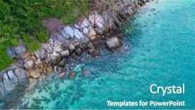  Presentation with palm trees on a - Beautiful slides featuring view over palm trees rocks backdrop and a teal colored foreground