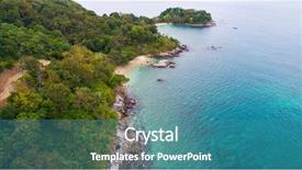  Presentation with palm trees on a - Beautiful presentation theme featuring view over palm trees rocks backdrop and a teal colored foreground