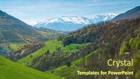  Presentation with mountains - Amazing presentation design having view-over-pyrenees-mountains backdrop and a tawny brown colored foreground