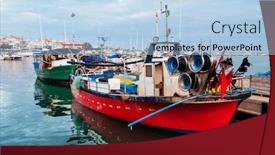  Presentation with port - Beautiful theme featuring view-over-the-fishing-port backdrop and a light blue colored foreground