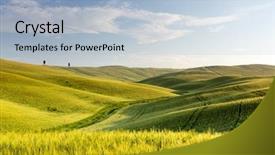  Presentation with rolling hills - Cool new PPT theme with view over the green rolling backdrop and a light blue colored foreground