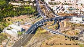  Presentation with expressway - Theme featuring view over the highway expressway background and a coral colored foreground