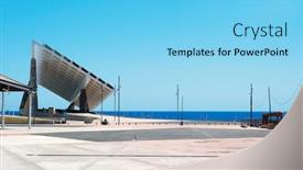  Presentation with forum - Slide set featuring view-over-the-parc-del background and a light blue colored foreground