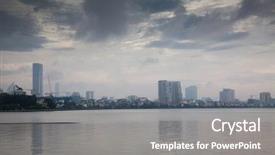  Presentation with vietnam hanoi - Slides having view over truc bach lake background and a gray colored foreground