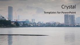  Presentation with vietnam hanoi - PPT theme enhanced with view over truc bach lake background and a light gray colored foreground