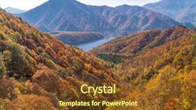  Presentation with fall lake - PPT theme featuring nakatsugawa gorge from view point background and a tawny brown colored foreground