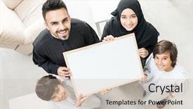  Presentation with muslim family - Theme enhanced with view portrait of happy arabic background and a soft green colored foreground
