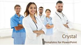  Presentation with multiracial team of young doctors stacking hands - Audience pleasing PPT layouts consisting of view professional team of doctors backdrop and a lemonade colored foreground