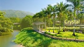  Presentation with restaurant - Presentation theme having view restaurant in puerto vallarta background and a tawny brown colored foreground