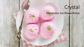  Presentation with ice cream strawberry - Colorful presentation theme enhanced with view scoops strawberry ice cream backdrop and a lemonade colored foreground