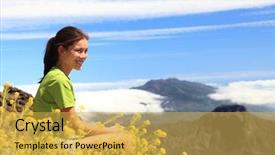  Presentation with hiking mountain - Cool new presentation with view sitting on mountain backdrop and a yellow colored foreground