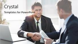  Presentation with handshake - PPT theme with view the handshake business partner background and a light gray colored foreground