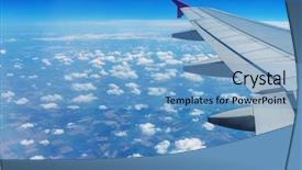  Presentation with airplane wing through airplane window - Audience pleasing presentation theme consisting of view-through-airplane-window backdrop and a light blue colored foreground