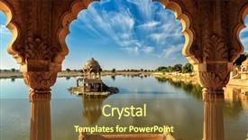  Presentation with india - Slide set featuring view through arch jaisalmer rajasthan background and a tawny brown colored foreground