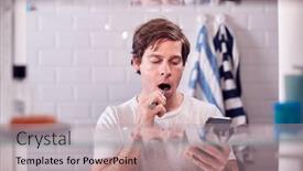  Presentation with cabinet - Slide set with view-through-bathroom-cabinet background and a coral colored foreground