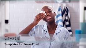  Presentation with cabinet - Cool new PPT theme with view-through-bathroom-cabinet backdrop and a light blue colored foreground