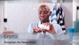  Presentation with cabinet - Amazing presentation design having view-through-bathroom-cabinet backdrop and a light gray colored foreground