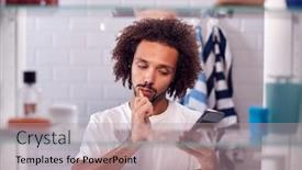  Presentation with cabinet - Slide set featuring view-through-bathroom-cabinet background and a coral colored foreground