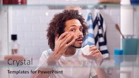  Presentation with cabinet - Amazing slide set having view-through-bathroom-cabinet backdrop and a mint green colored foreground