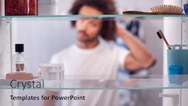  Presentation with cabinet - Slide set with view-through-bathroom-cabinet background and a light gray colored foreground