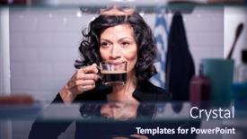  Presentation with cabinet - Colorful slide deck enhanced with view-through-bathroom-cabinet backdrop and a navy blue colored foreground