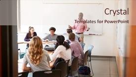  Presentation with high school - Beautiful PPT theme featuring view through doorway of high backdrop and a lemonade colored foreground
