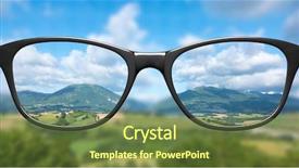  Presentation with glasses - Beautiful theme featuring view through glasses sharp backdrop and a tawny brown colored foreground