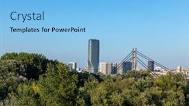  Presentation with city - Presentation theme with view-to-belgrade-city-center background and a light blue colored foreground