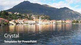  Presentation with italian - PPT layouts consisting of view-to-menaggio-town background and a ocean colored foreground