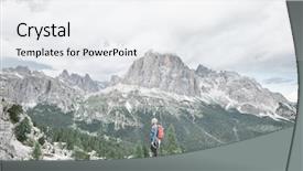  Presentation with climbing mountains - Beautiful PPT layouts featuring view to mountains before ascent backdrop and a white colored foreground