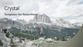  Presentation with climbing mountains - Theme enhanced with view to mountains before ascent background and a sky blue colored foreground