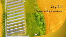  Presentation with solar power plant - Cool new presentation theme with view to solar power plant backdrop and a gold colored foreground