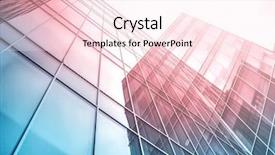  Presentation with high rise building - Presentation theme consisting of view to steel light blue background and a pink colored foreground